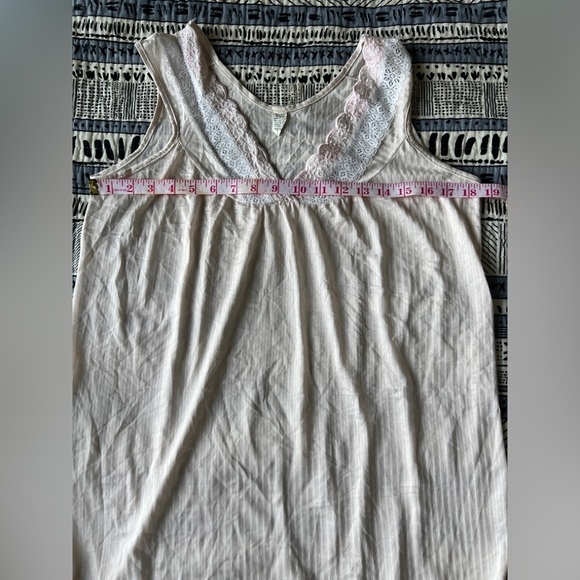 Vintage Women’s Striped Lace Pink Feminine Nightgown Sleepwear Dress M - Picture 5 of 9